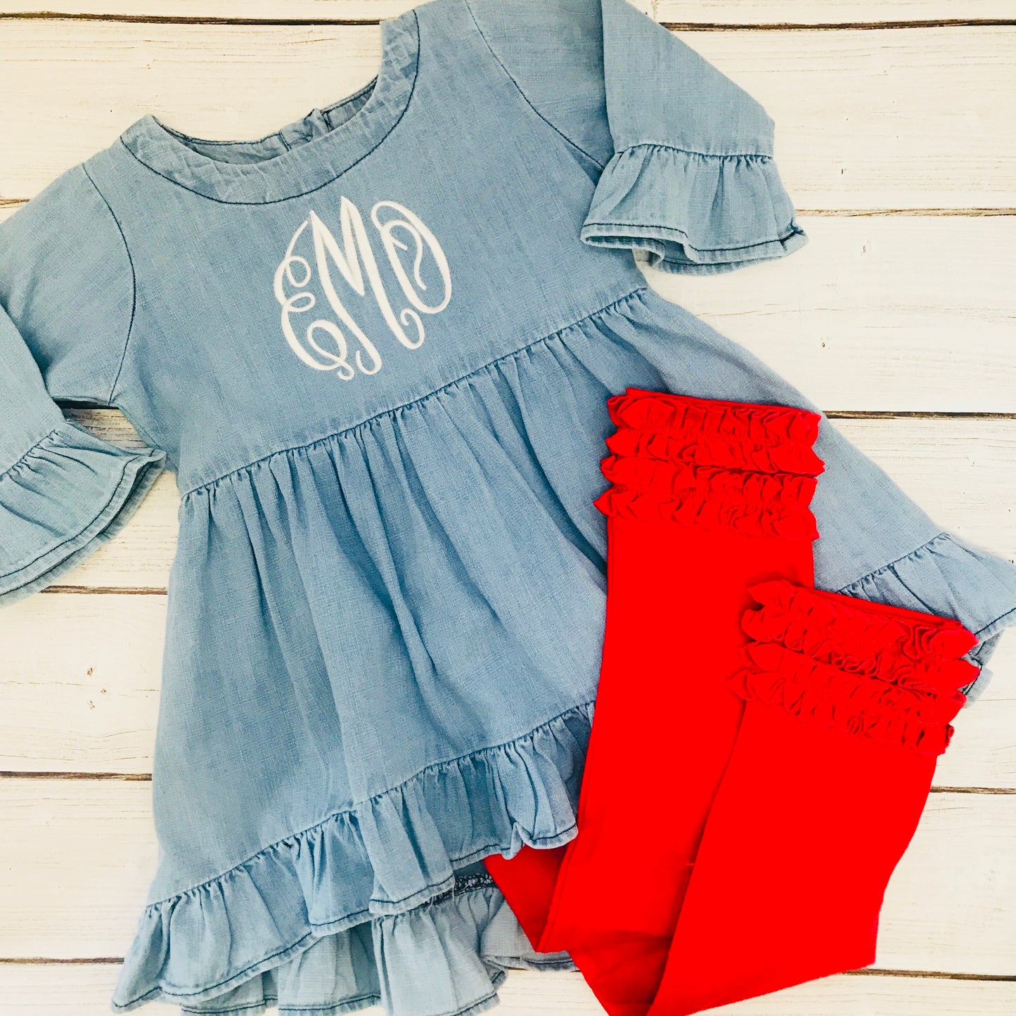 Monogrammed Denim Tunic Dress