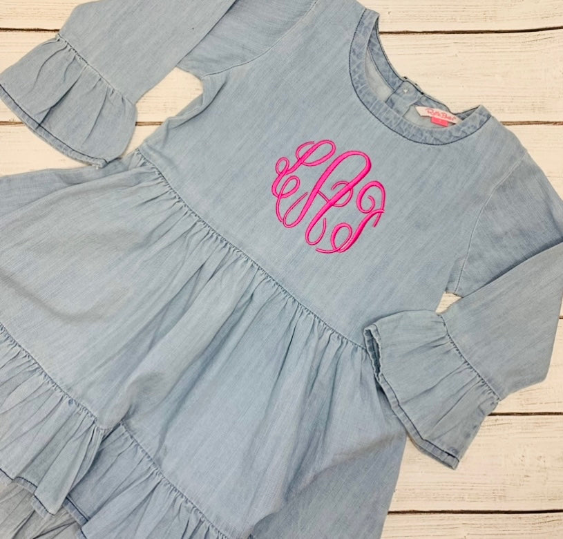 Monogrammed Denim Tunic Dress