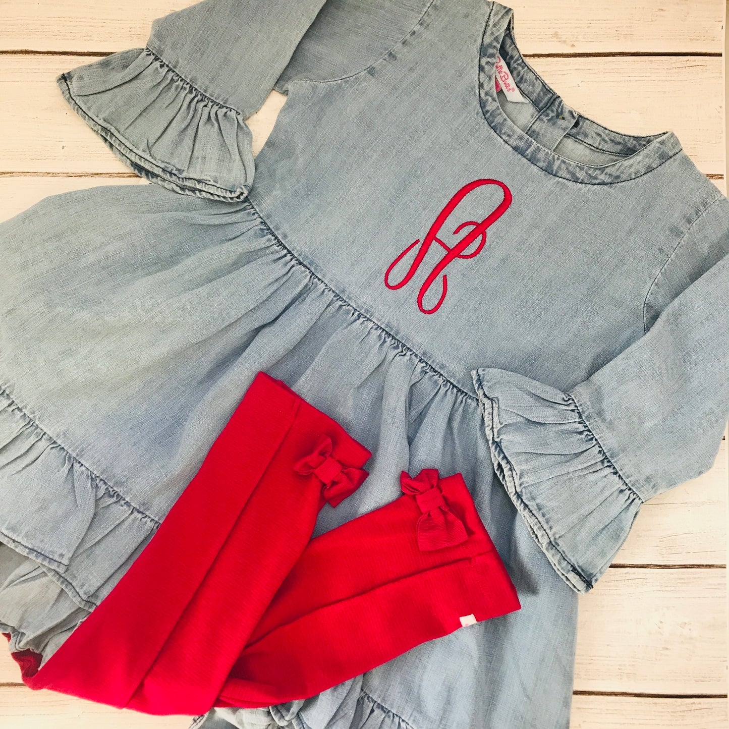 Monogrammed Denim Tunic Dress