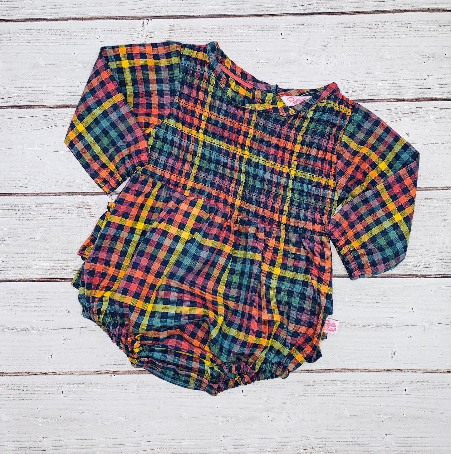 Harvest Rainbow Gingham Bubble Romper