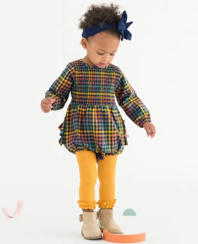 Harvest Rainbow Gingham Bubble Romper
