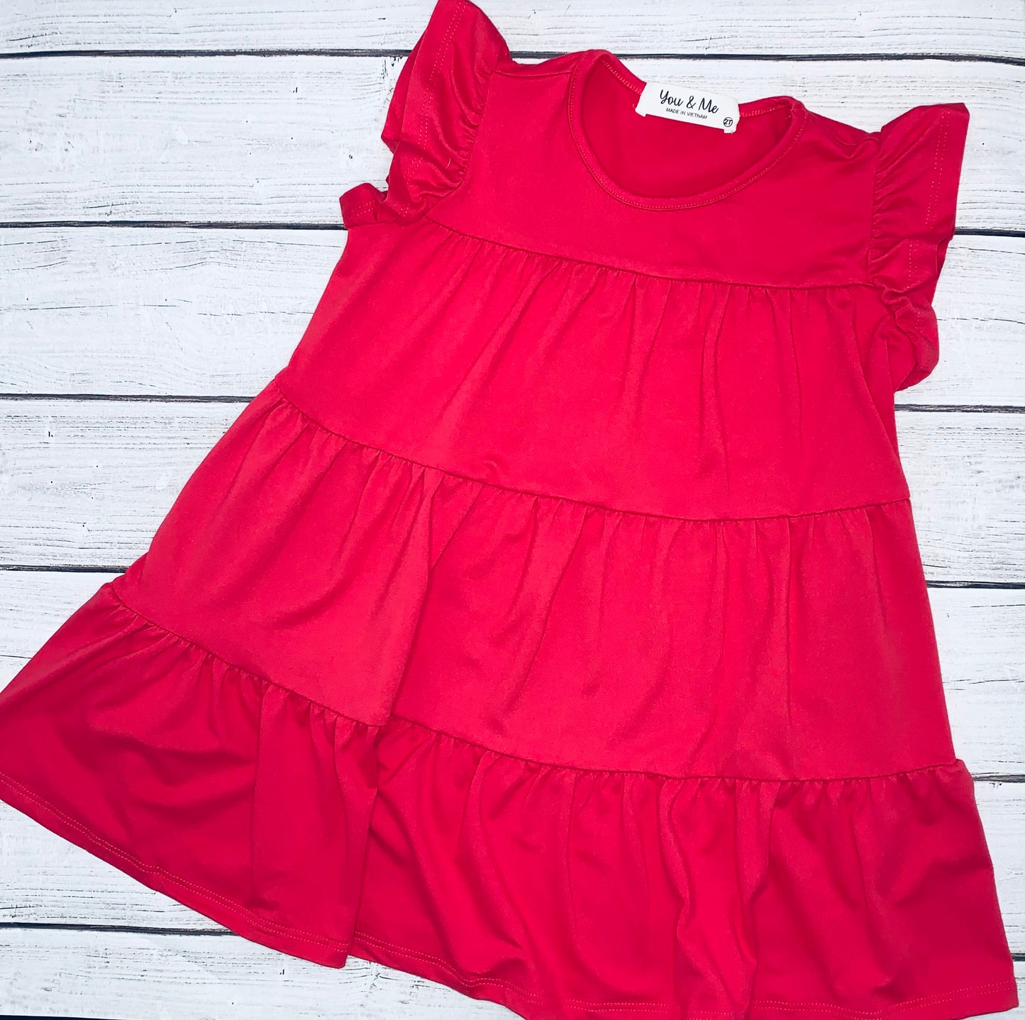 Dark Coral Sleeveless Ruffle Dress