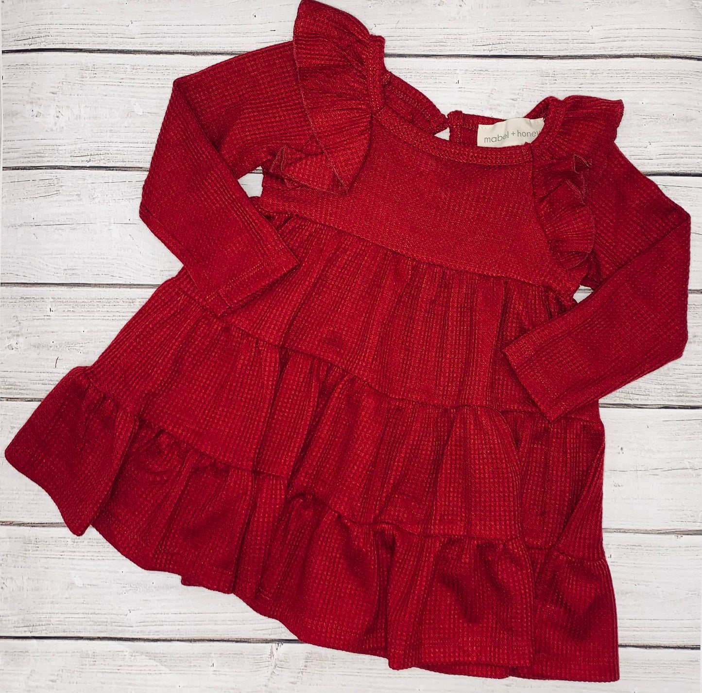 Berry & Olive Wreath Waffled Knit Dress