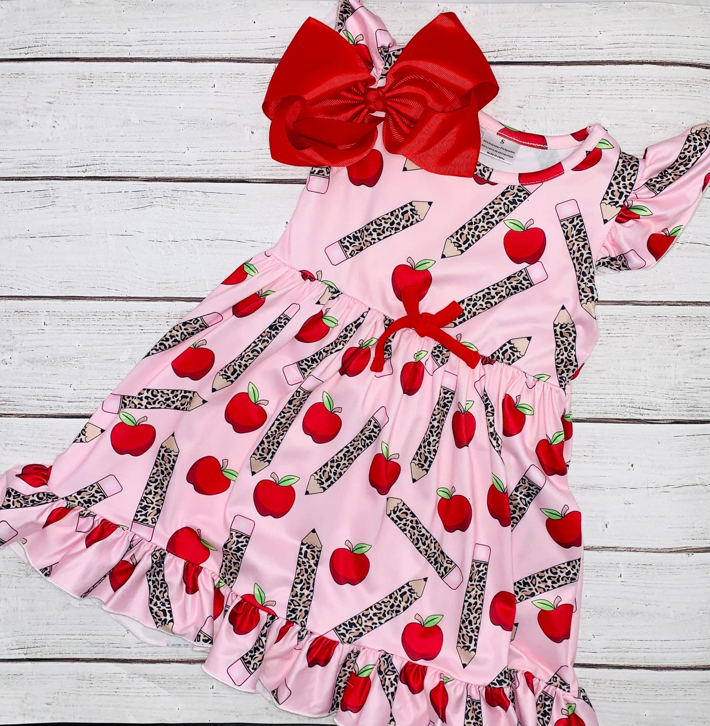Pink Apples & Animal Print Pencil Dress