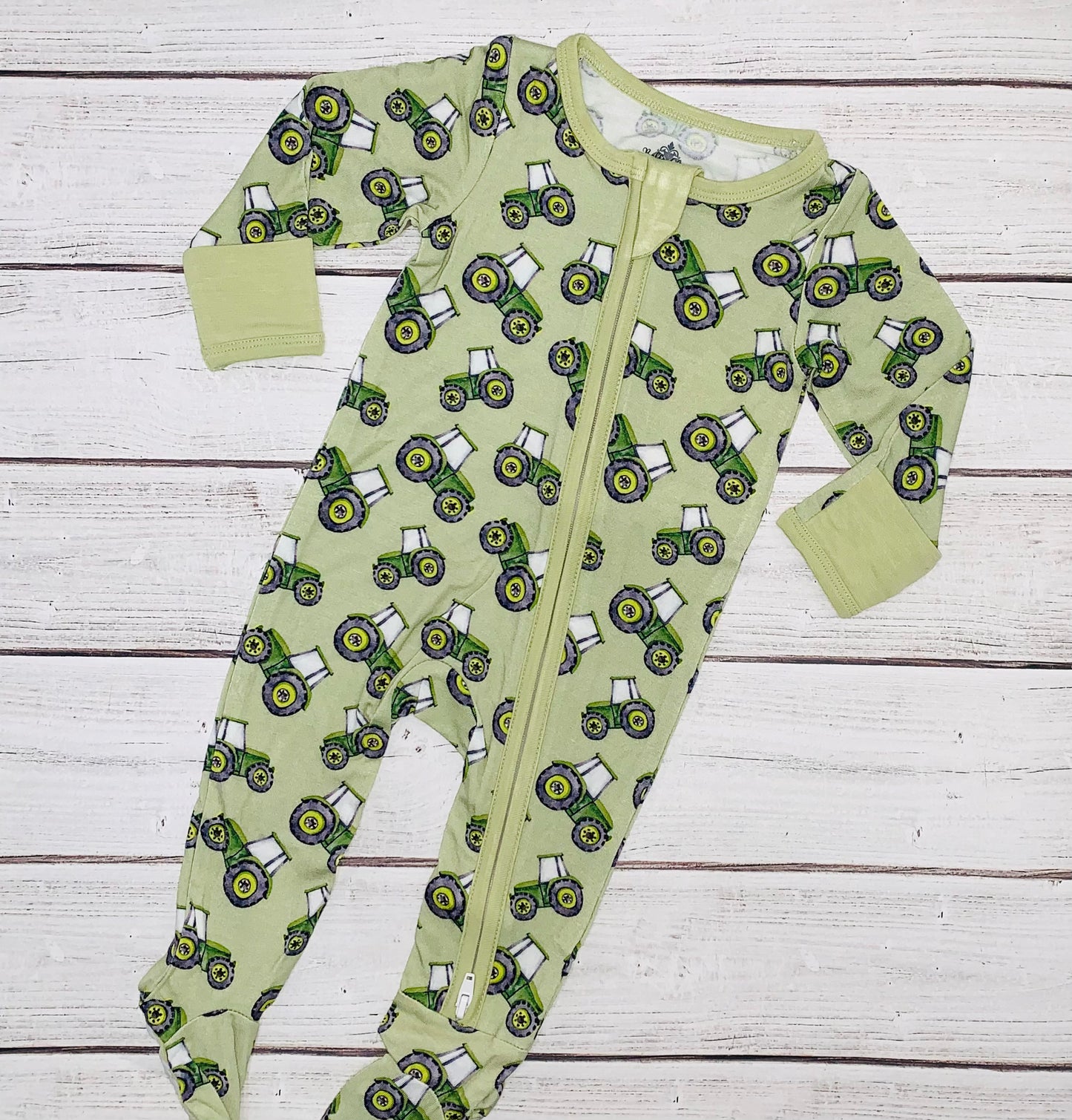 Green Tractor Baby Romper