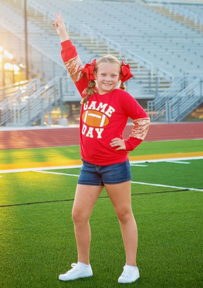 Mommy & Me Game Day Red Sequin Sleeve Shirt