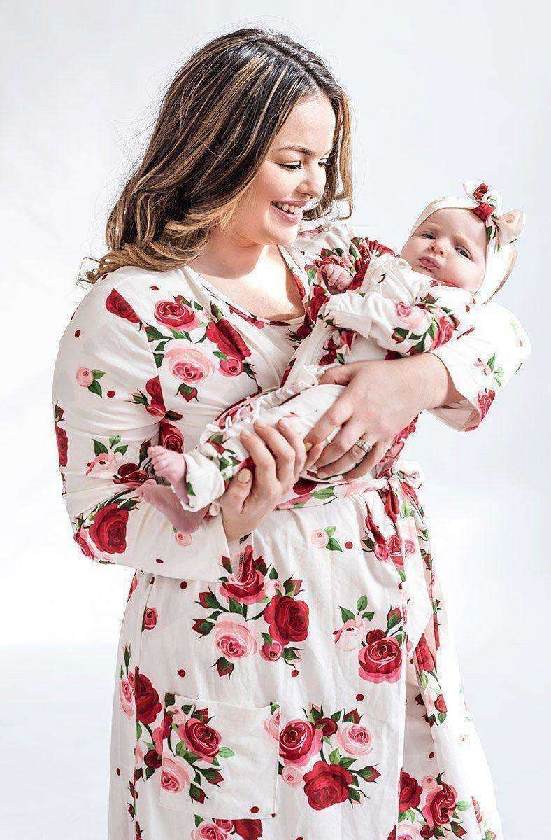 Delicate Red Roses Woman's Robe