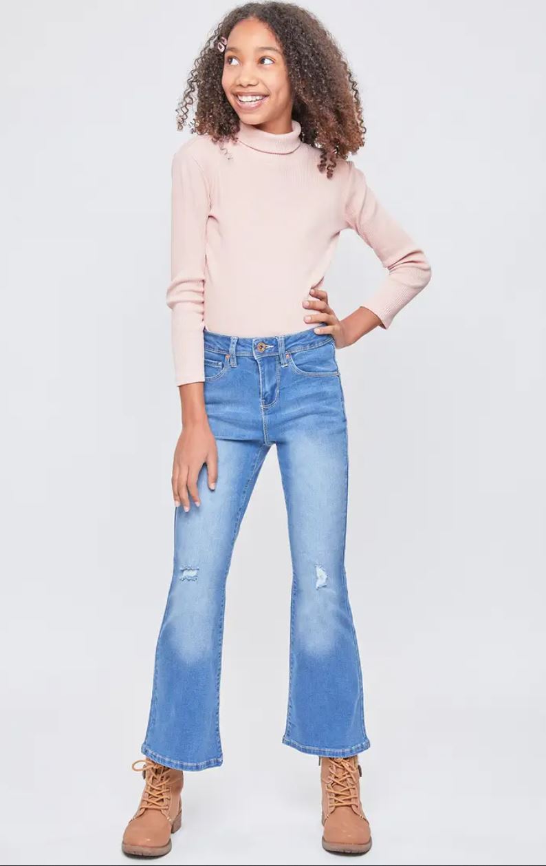 Girls 1-Button Flare Jean