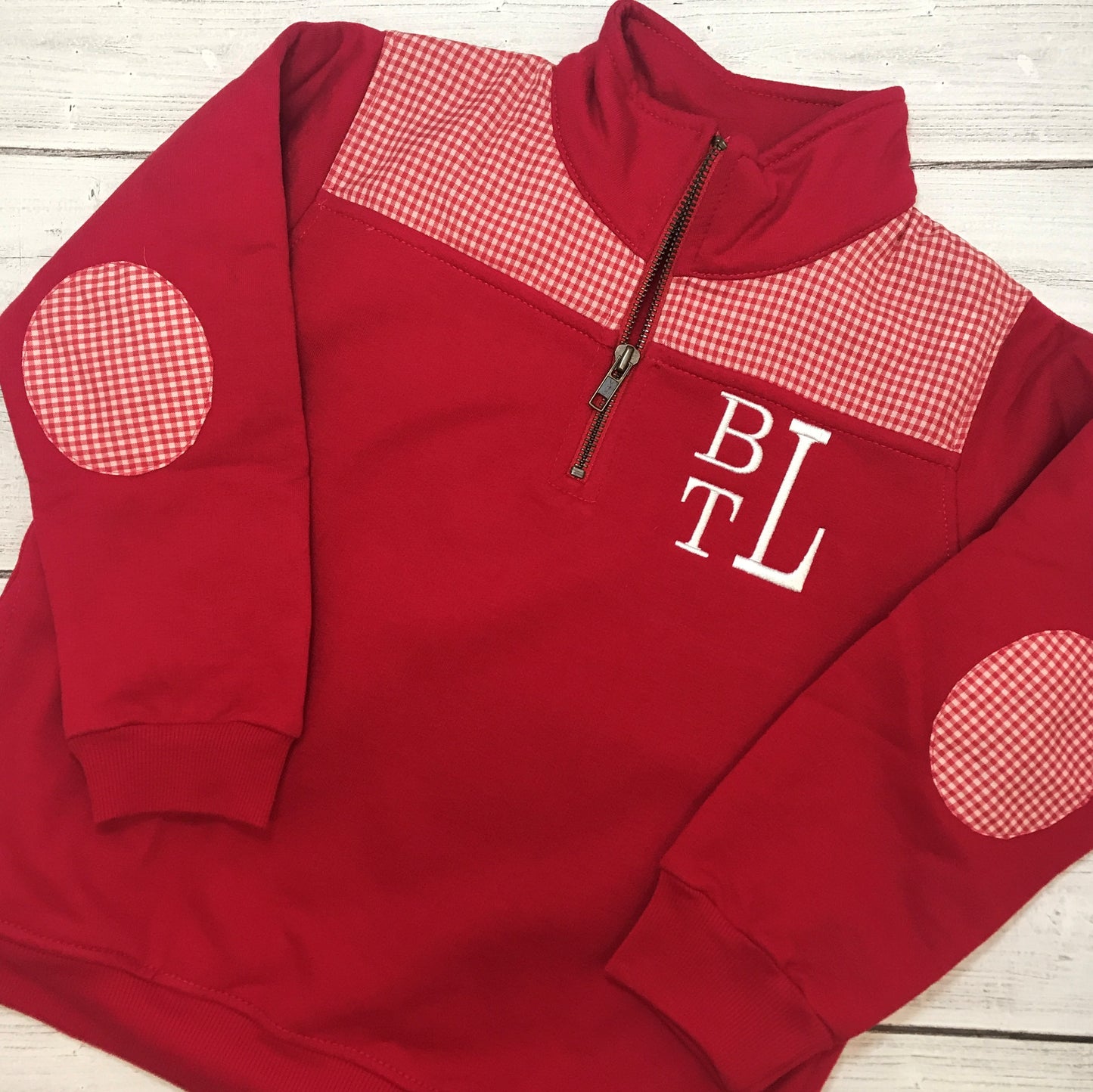 Red Gingham Pullover for Boys and Girls