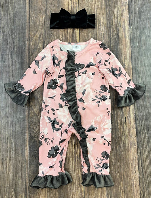 PINK CHARCOAL GREY ROMPER