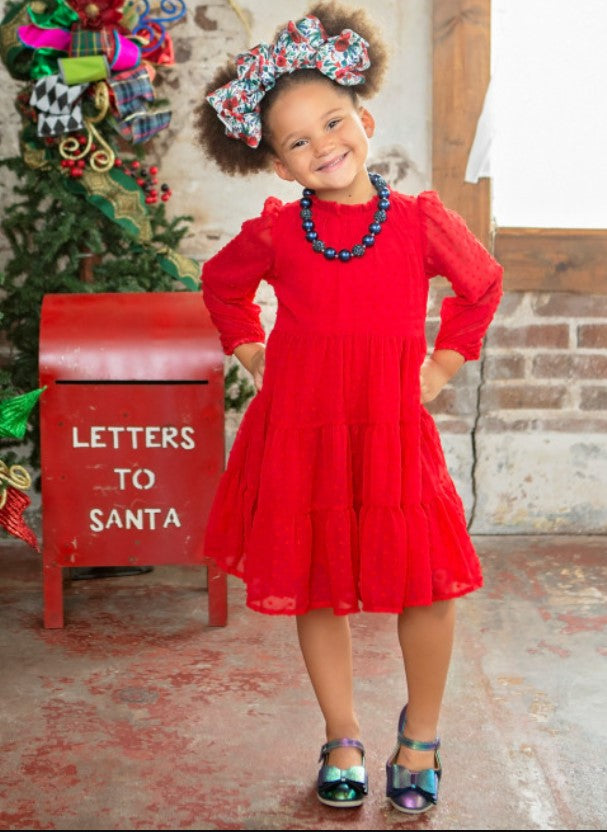 Red Swiss Dot Tiered Dress