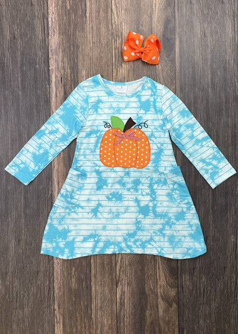 PUMPKIN AQUE TIE DYE DRESS