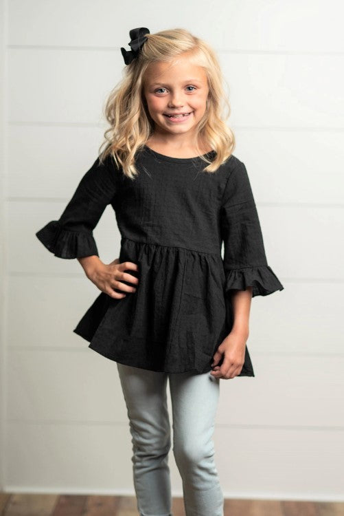 Girls Ruffle Sleeve - Button Back Tunic