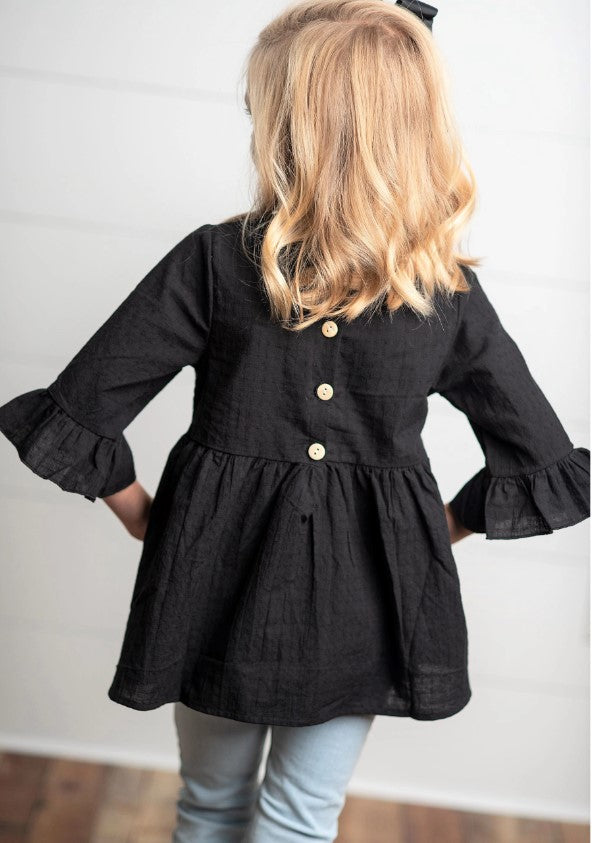 Girls Ruffle Sleeve - Button Back Tunic