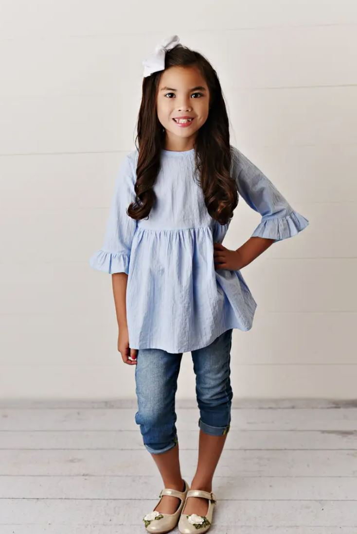 Blue Ruffle Shirt