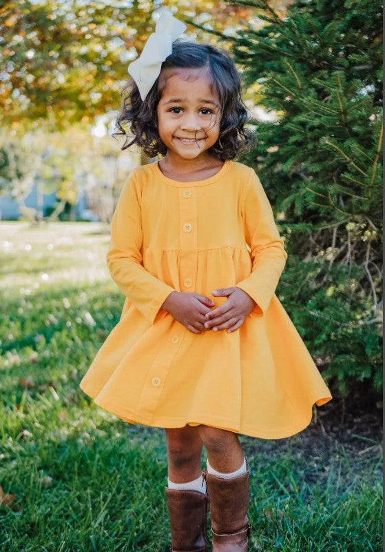Butterscotch Twirl Button Dress