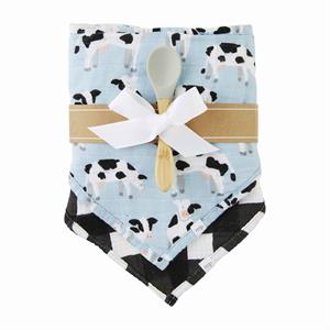 Cow Bib & Spoon Set