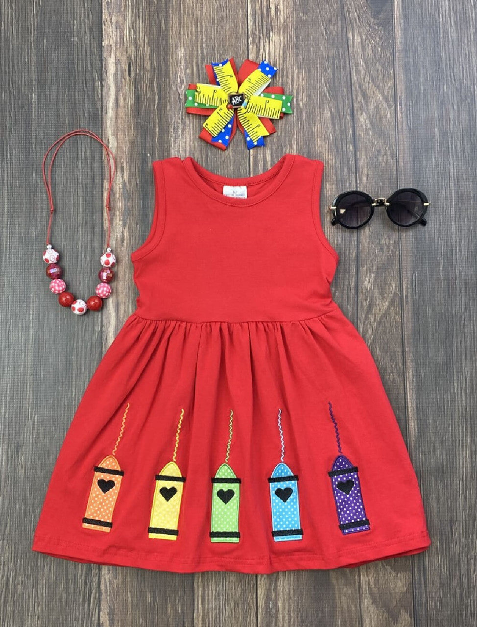 Red Crayon Sleeveless Dress