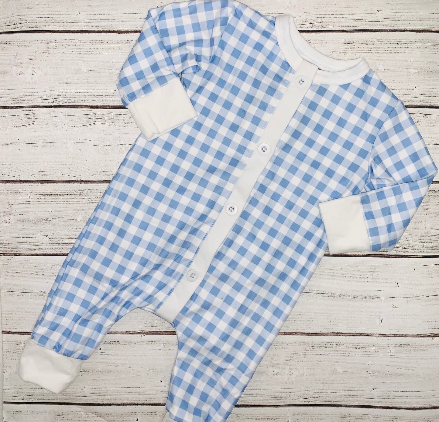 Blue Gingham Butflap Sleeper