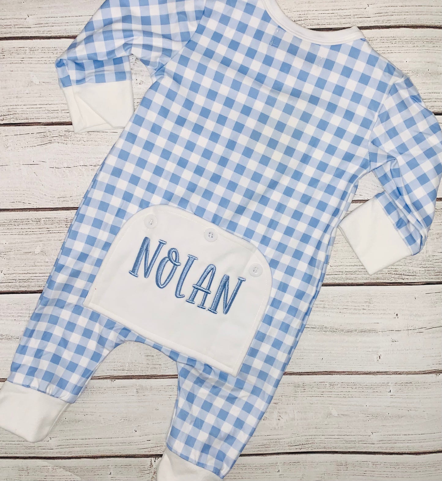 Blue Gingham Butflap Sleeper