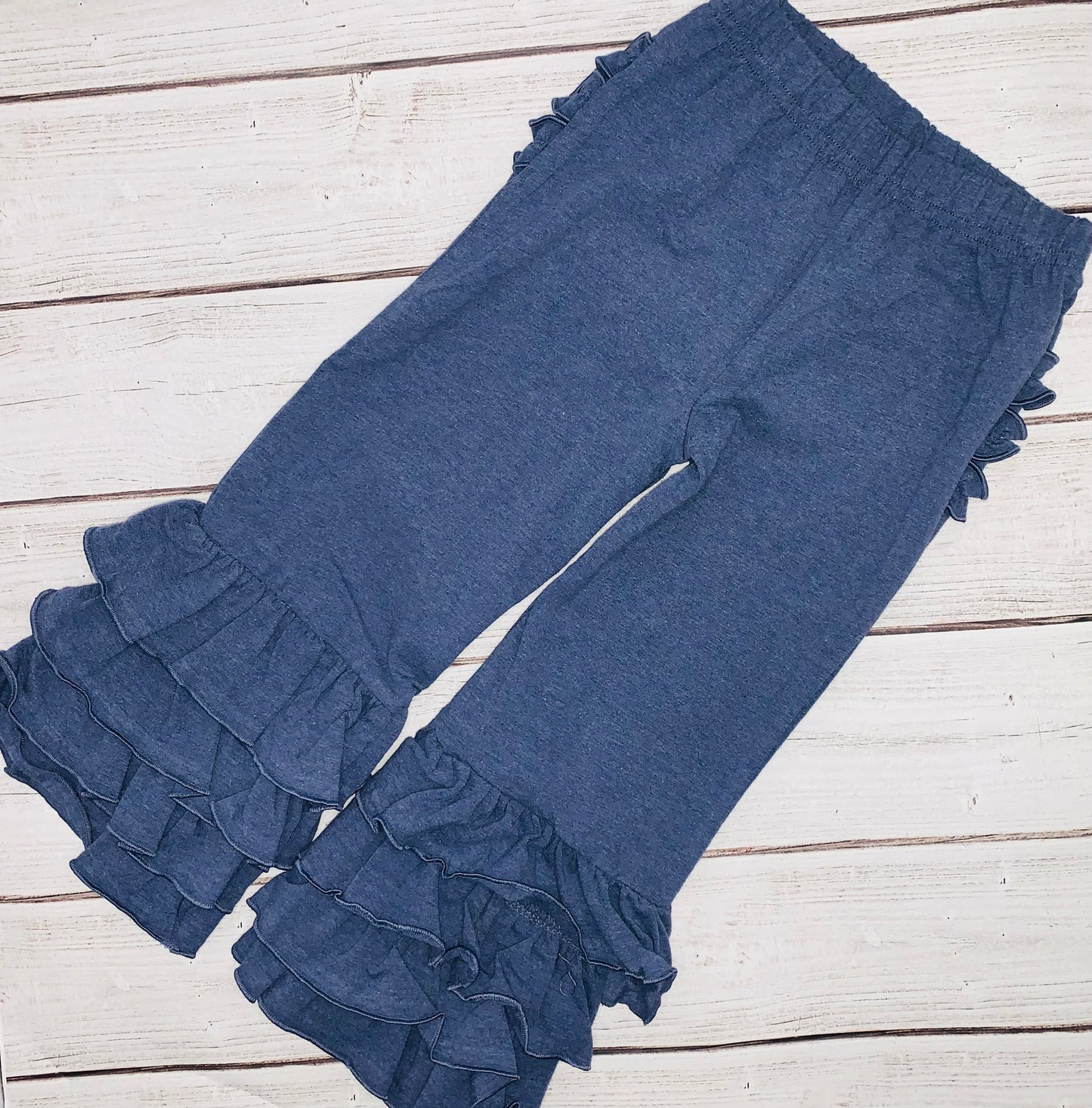 Denim cotton ruffle pants