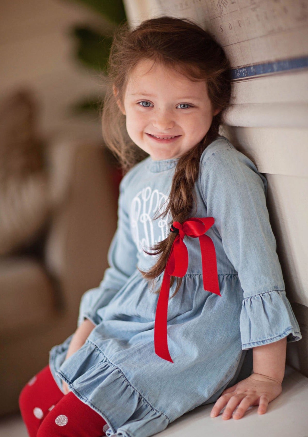 Monogrammed Denim Tunic Dress