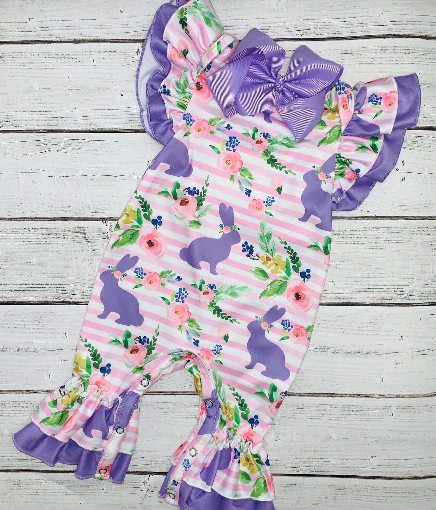 Violet Rabbit Baby Romper