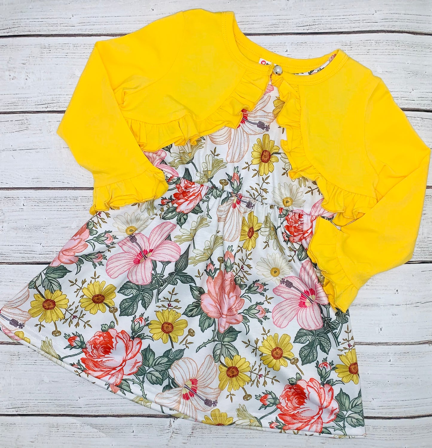 Floral Dress & Cardigan Set