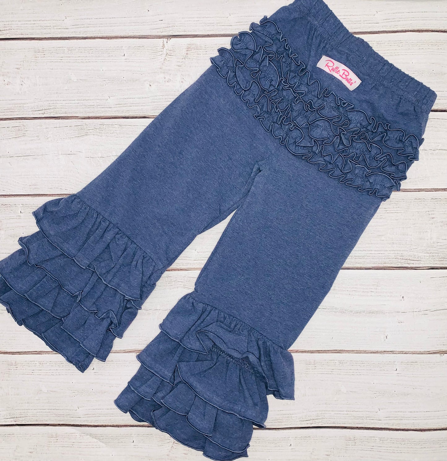 Denim cotton ruffle pants