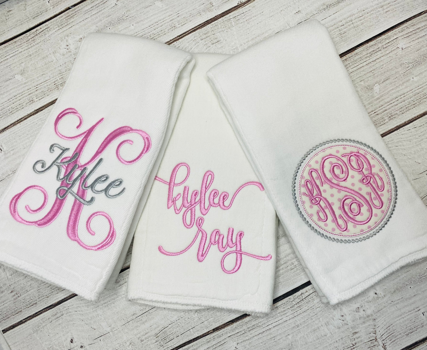 Personalized Baby Girl Burp Cloth Set