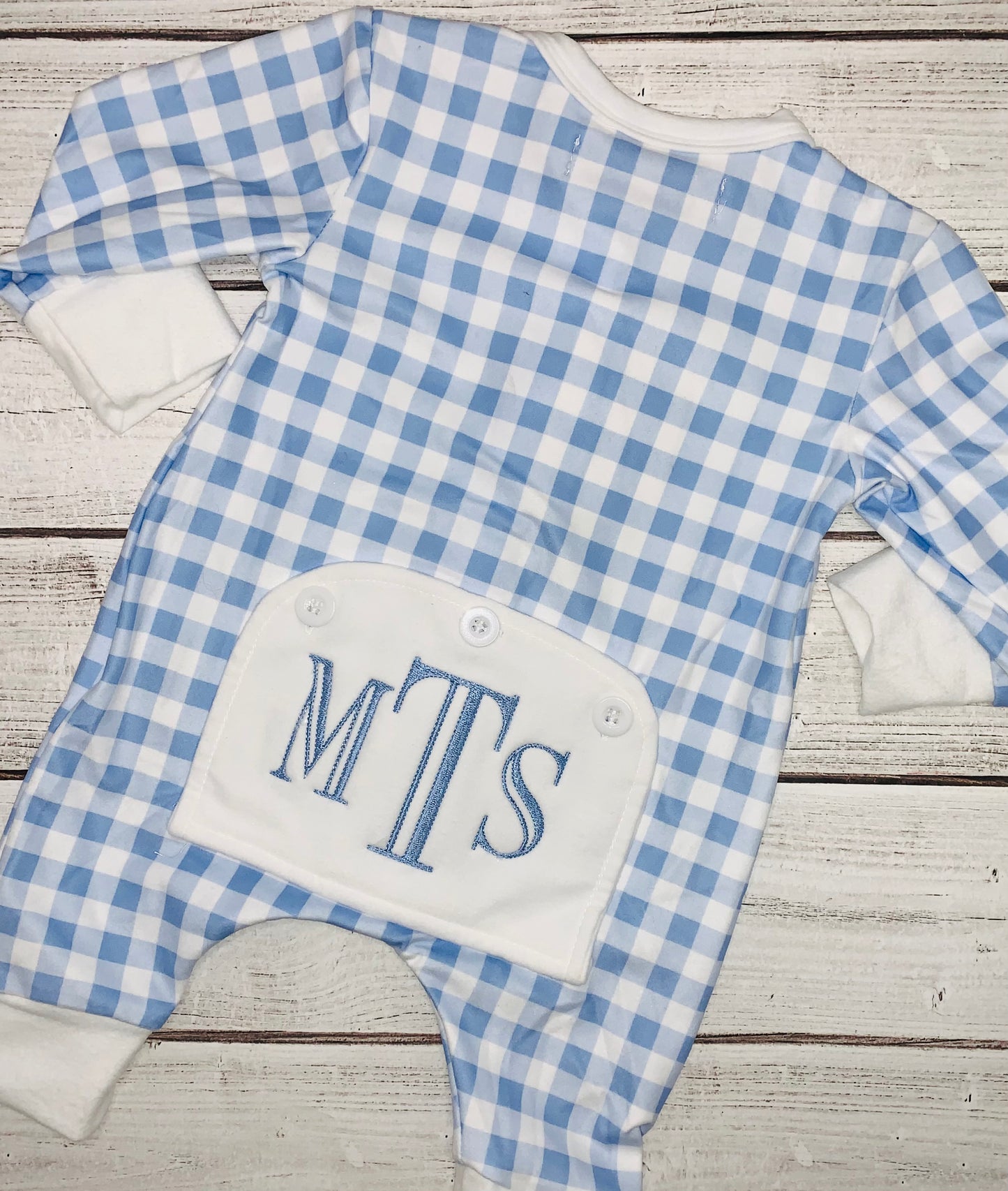 Blue Gingham Butflap Sleeper