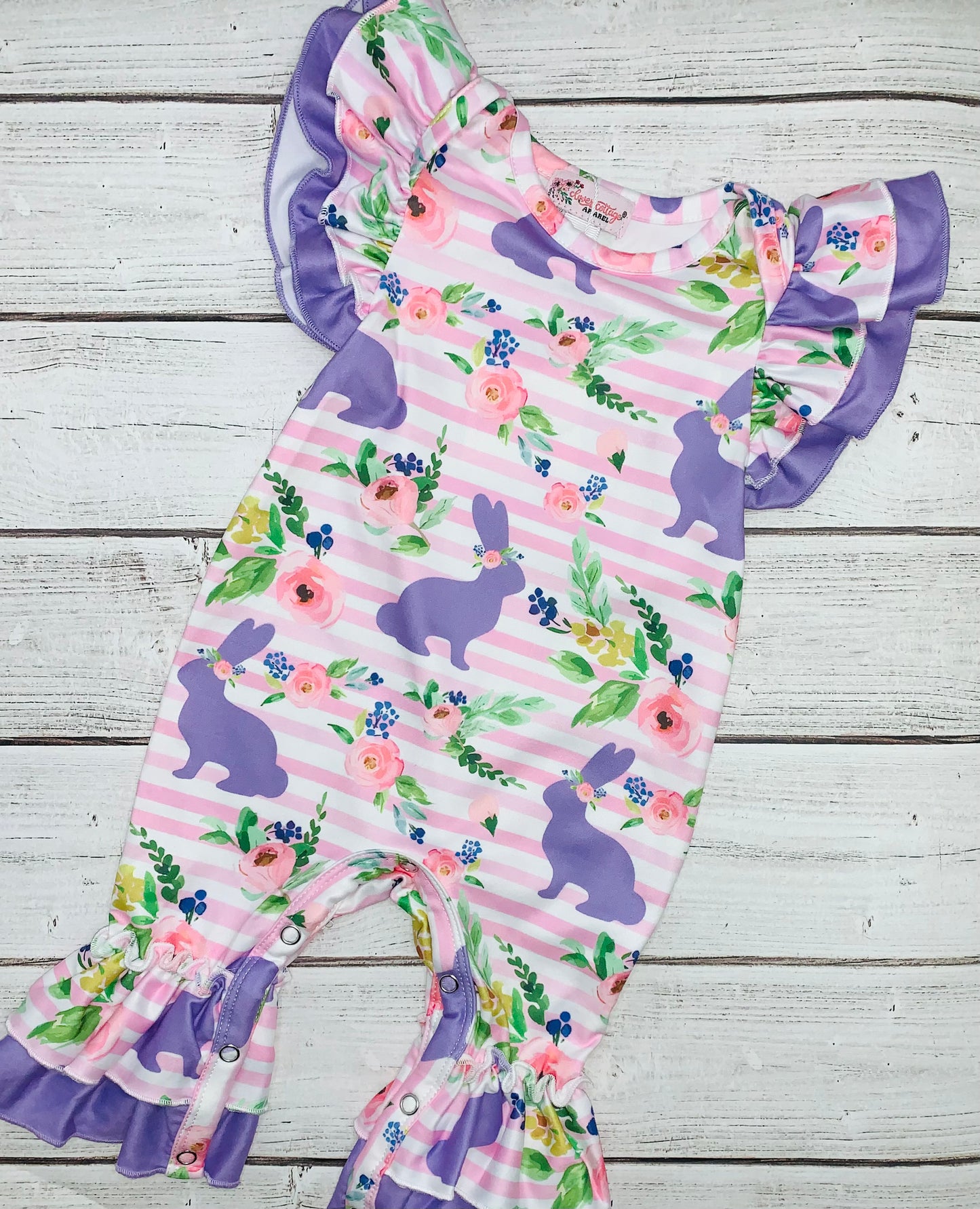 Violet Rabbit Baby Romper