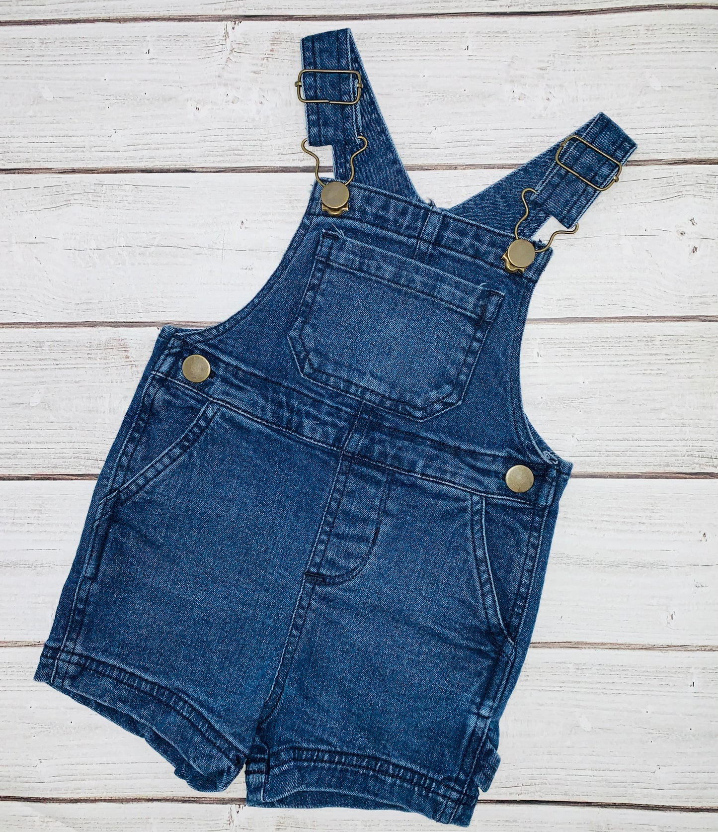 Medium Wash Denim Short Overalls