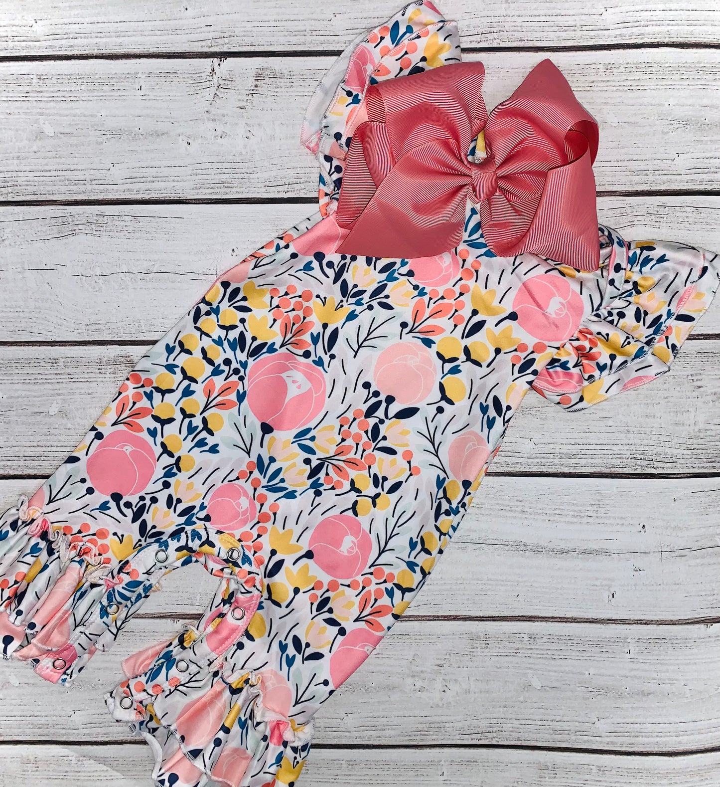 Pink Posies Baby Romper