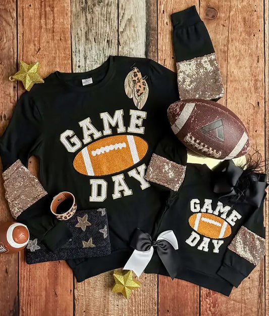 Mommy & Me Game Day Black Sequin Shirt