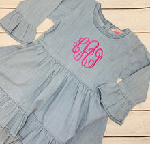 Load image into Gallery viewer, Monogrammed Denim Tunic Dress
