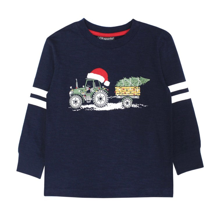 Christmas Tractor Shirt - Navy
