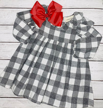 Load image into Gallery viewer, Grey/White Check Flannel Dress