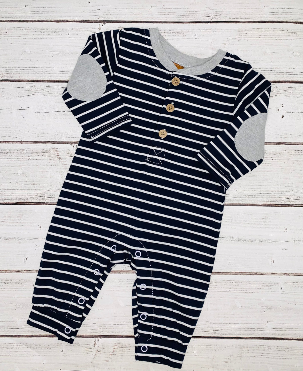 Easton Romper - Navy Stripe