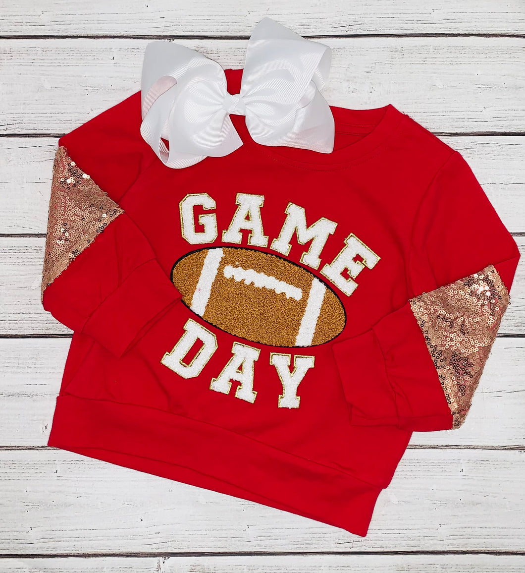 Mommy & Me Game Day Red Sequin Sleeve Shirt
