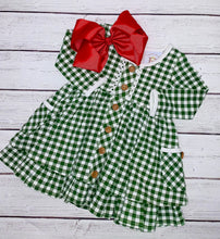 Load image into Gallery viewer, Green Gingham Dress