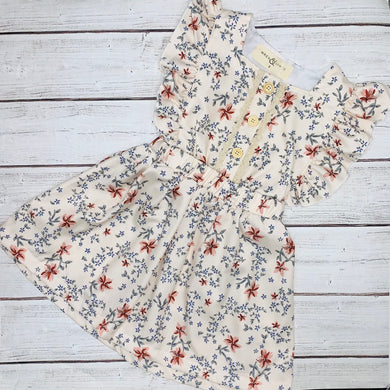Dainty Floral Print Button Spring Dress