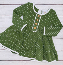 Load image into Gallery viewer, Olive Green Dainty Petal Dottie Dress