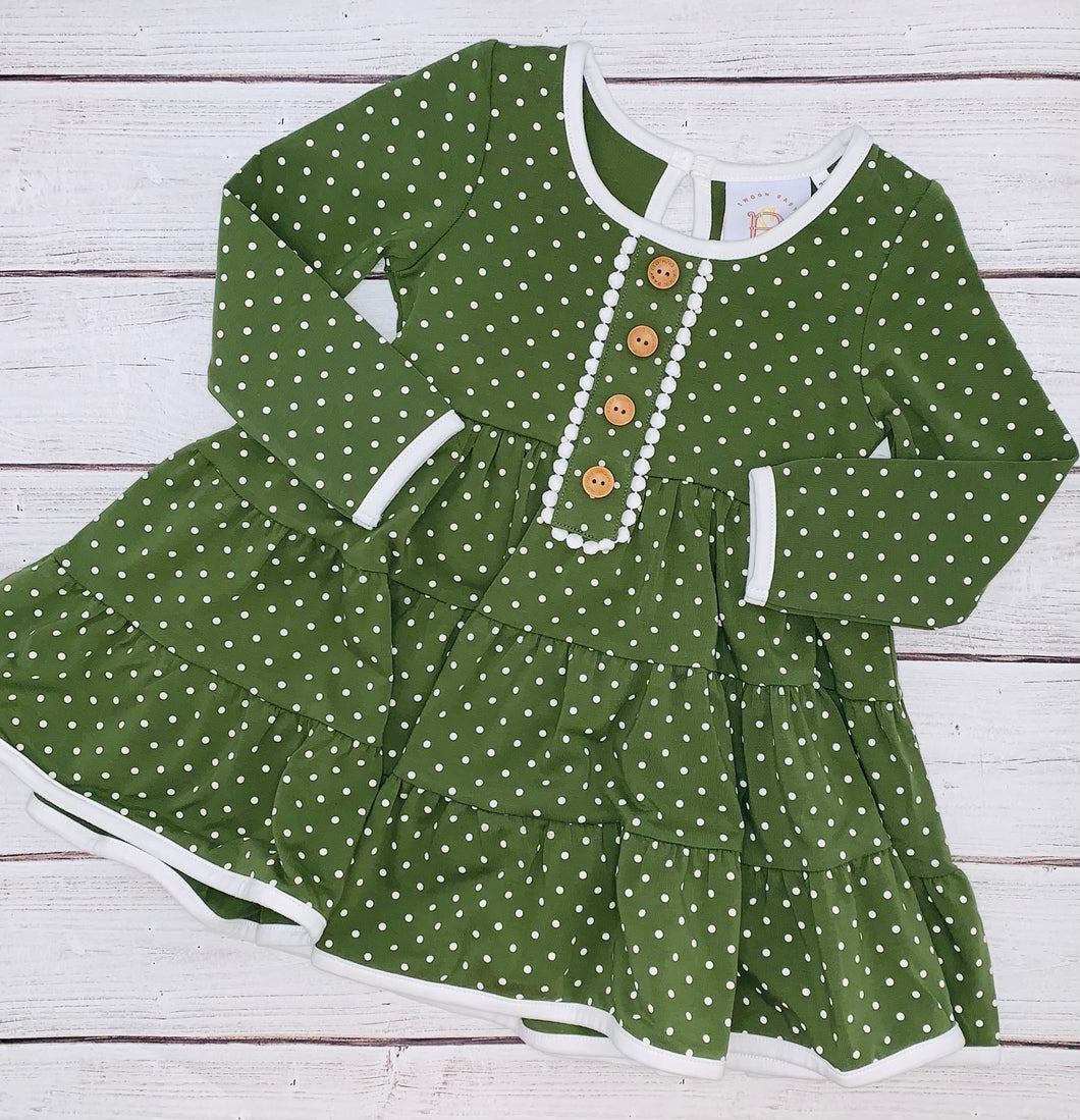 Olive Green Dainty Petal Dottie Dress