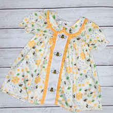 Load image into Gallery viewer, Bee Print Ruffle Girl Dress