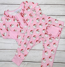 Load image into Gallery viewer, Pink Santa ButterKnit  PJ Set