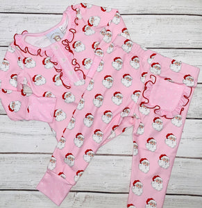 Pink Santa ButterKnit  PJ Set