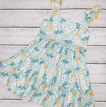Load image into Gallery viewer, Mint Floral Print Ruffle Tiered Dress