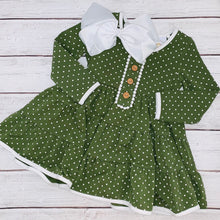 Load image into Gallery viewer, Olive Green Dainty Petal Dottie Dress