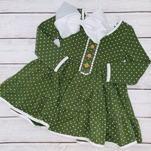 Load image into Gallery viewer, Olive Green Dainty Petal Dottie Dress